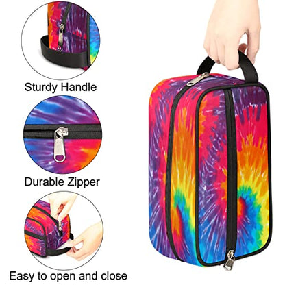 Rainbow Tie Dye Travel Toiletry Bag for Women Men Abstract Swirl Tie Dye Lightweight Cosmetic Makeup Bag Waterproof Shaving Bag Dopp Kit with Large Capacity for Toiletries and Shaving Accessories - color: A01:tie dye