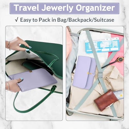 MATEIN Jewelry Organizer for Travel, Womens PU Leather Large Jewerly Holder with Tassel, Travel Necklace Earring Ring Bracelet Storage Case, Purple - color: Purple