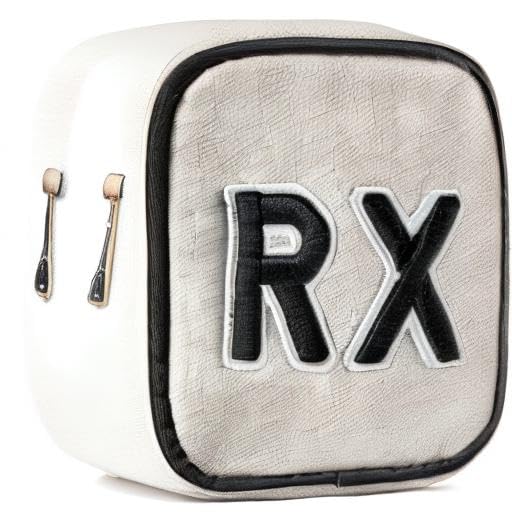 uekeboag Personalized Small Canvas Medicine Cosmetic Bag, Cute Plaid Pattern Chenille Letter Patch RX Drug Pouch with Zipper, Makeup Travel Gift Bag for Women and Girls (11Beige Canvas) - color: 11Beige Canvas