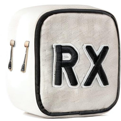 uekeboag Personalized Small Canvas Medicine Cosmetic Bag, Cute Plaid Pattern Chenille Letter Patch RX Drug Pouch with Zipper, Makeup Travel Gift Bag for Women and Girls (11Beige Canvas) - color: 11Beige Canvas