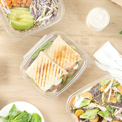 Restaurantware Thermo Tek 24 Ounce Deli Food Containers 100 Anti-Fog Hinged Lid Containers - Freezable Rectangle Clear Plastic To Go Food Containers Disposable - size: 24 oz