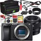 Sony a6400 4K Mirrorless Camera Body ILCE-6400/B with FE 50mm F1.8 Lens Kit Bundle with Deco Gear Travel Case 2X Extra Battery Essential Photography Accessory Set - style: w/ 50mm F1.8 Lens