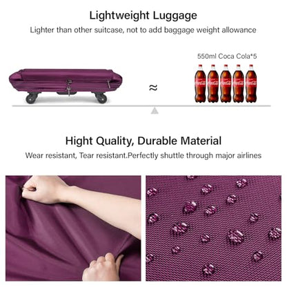 Hanke Suitcases with Wheels Expandable Foldable Luggage Bag Suitcase Collapsible Rolling Travel Bag Duffel Bag for Men Women Lightweight Suitcases without Telescoping Handle, Purple - color: Purple Upgrade Version