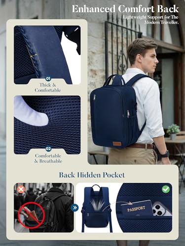 Lossga Travel Backpack, 18x14x8 Spirit Airlines Personal Item Travel Bag, Carry On Backpack Flight Aproved, Weekender Bags for Women and Men, 30L Water Resistant Lightweight Travel Backpacks - color: Navy, size: 30L