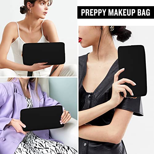 Nylon Small Makeup Bag for Purse, Cute Preppy Makeup Bag Cosmetic Zipper Pouch Purse, Waterproof Portable Travel Toiletry Bag Coin Pouch Clutch Makeup Brush Bag Organizer Storage for Women Girls(Blue) - color: Black, size: Small