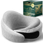 Proglobe Luxe Memory Foam Travel Neck Pillow for Airplanes, Ergonomic 360° Neck and Chin Support, Organic Cotton Cover, Compact Compression Bag, Light Gray