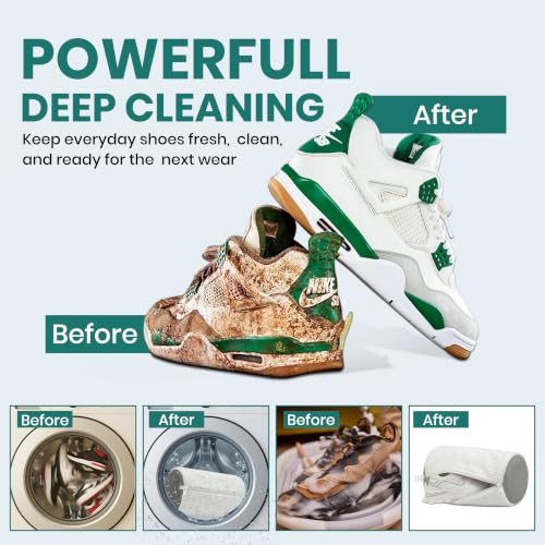 2 Pack Heavy Duty Shoe Wash Bags, 440g Reusable Sneaker Laundry Bags with Auto-Lock Zipper for Sneakers, Slippers & Boots – New2026 - color: White