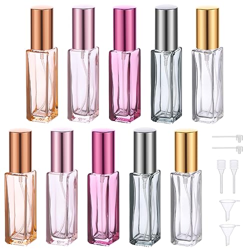 Segbeauty 10ml Mini Perfume Atomizer, 10 Pack Refillable Travel Size Bottles for Cologne, Empty Organizer Dispenser With Fine Mist Sprayer, Portable Leak-proof Bottle - color: Mixed, style: Mini Bottle Set