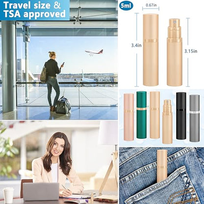 Travel Refillable Perfume Atomizer Bottle 5ml Leakproof Travel Perfume Refillable Bottle, Perfume Atomizer (Gold) - color: Gold