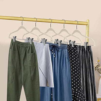 Quality Plastic 20-Pack Non Velvet Non-Flocked Thin Compact Coat Hangers with Metal Clips for Skirts Pants Blouses 360° Swivel Hook (Ivory, 20) - color: Ivory