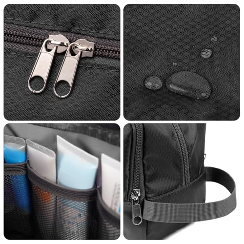 Toiletry Bag for Men Hanging Dopp Kit Water Resistant Shaving Bag Small Toiletry Bag for Traveling(Black) - color: Black