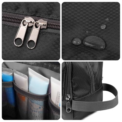 Toiletry Bag for Men Hanging Dopp Kit Water Resistant Shaving Bag Small Toiletry Bag for Traveling(Black) - color: Black
