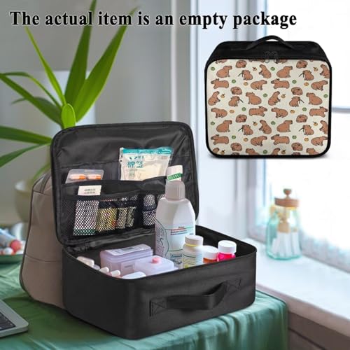 Empty First Aid Kit Capybara Theme Large Capacity First Responder Bag for Family Camping Trips and Car Safety Storage Includes Water-Resistant Lining Soft Interior Washable Exterior - color: Capybara