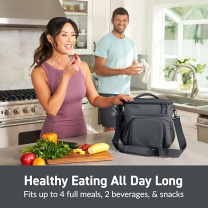 Bentgo Prep Deluxe Insulated Multimeal Bag - Lunch Box Bag, Holds 5 Meals, Premium Insulation up to 8 Hrs, Durable, Water-Resistant - Large Capacity For Adult Meal Prep (Dark Gray) - color: Dark Gray