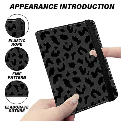Cute Passport Holder and Holder Combo Passport Cover with RFID Blocking Women Men Compatible Wallet Credit Card Protector(Black Grey Leopard Cheetah Pattern) - color: Black-D2