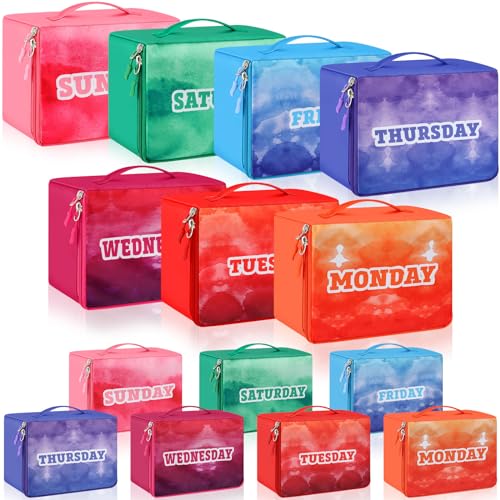 Paterr 14 Pcs Packing Cubes for Travel Kids Days of Week Compression Packing Cubes Colorful Luggage Organizers Suitcase Camp(9 x 7 x 3 Inch) - color: Colorful, size: 9 x 7 x 3 Inch