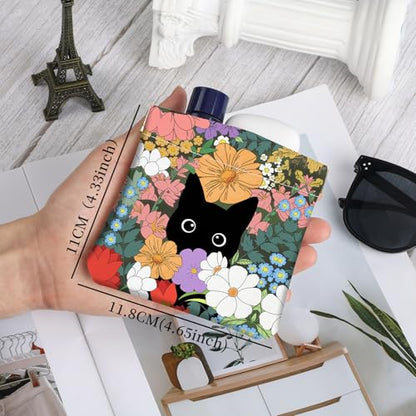 2Pcs PU Leather Small Squeeze Coin Purse Pouch Mini coin Bag Unique And Cute Wallet Cosmetic Bags Change Bag For Women Girls Men Flower And Cat - color: Flower And Cat