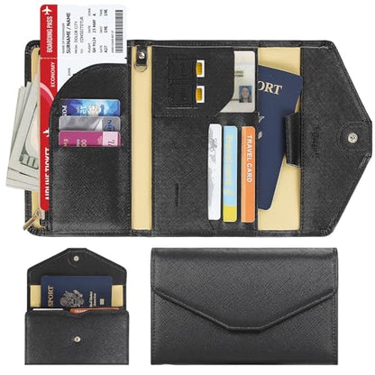 ZOPPEN Mulit-purpose Rfid Blocking Passport Holder Travel Wallet (Ver.4) Passport and Vaccine Card Holder ComboTri-fold Document Organizer Travel Essentials - color: # 1- black