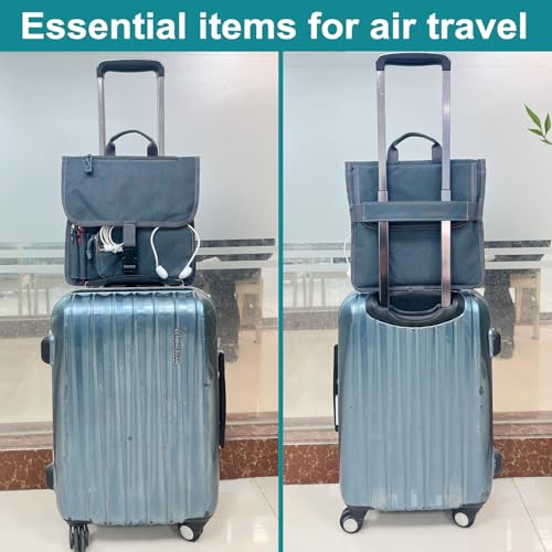 Airplane Seat Storage Pocket, International Travel Essentials,Airplane Pocket Organizer, Airplane Travel Accessories,Removable Toiletry Bag Designed (grey) - color: grey