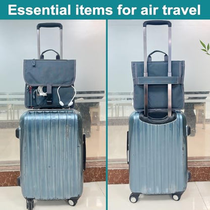 Airplane Seat Storage Pocket, International Travel Essentials,Airplane Pocket Organizer, Airplane Travel Accessories,Removable Toiletry Bag Designed (grey) - color: grey