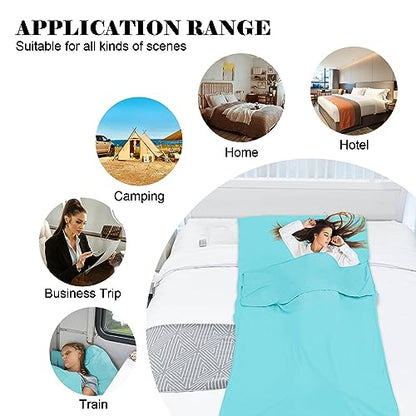 Sleeping Bag Liner,Travel Sheet & Adult Sleep Sack, Camping Sheets Travel Sleep Sack for Backpacking,Hotels & Hostels -Lightweight Single &Double Travel Sheet Camping Sheets - color: Single Glacier Blue
