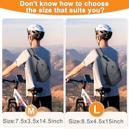 Pritent Crossbody Bags for Women Men Trendy Sling Bag Backpack Casual Chest Bag with Convertible Shoulder Strap - color: Light Grey, size: Medium