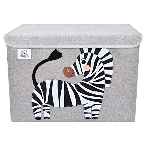 Foldable Large Kids Toy Chest with Flip-Top Lid, Collapsible Fabric Animal Toy Storage Organizer/Bin/Box/Basket/Trunk for Toddler, Children and Baby Nursery (Zebra) - color: Zebra