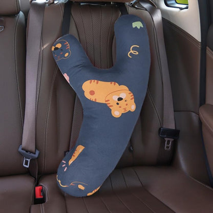 SIQITECHNO Car Travel Pillow H-Shape Seat Pillow Kids Adults Soft Neck Pillow Breathable Head and Body Support Pillow Car Aircraft Sleeping Cushion for Long Journey Road Trip Travel Accessories - color: Y-shaped, Dark Blue Tigers