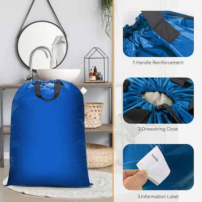 Isink Extra Large Laundry Bag With Handles, Heavy Duty, Travel Laundry Bag for Dirty Clothes, 28" x 40" (Blue) - color: Extra Large Laundry Bag With Handles (Blue)