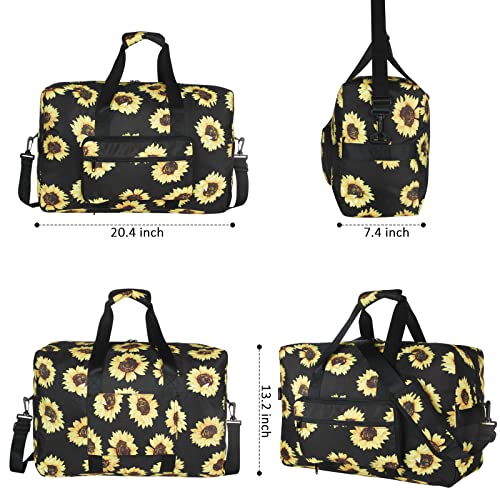 F.FETIVIN Weekender Bag Carry On Travel Duffle Medium Overnight Bag for Women(Sunflower) - color: 11-Sunflower