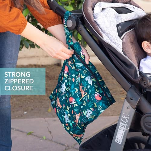 Bumkins - Waterproof Wet Bag & Clear Travel Bags - For Beach, Baby, Travel, Swim Suit, Cloth Diapers, Pump Parts, Pool, Gym, Toiletries - Reusable & Easy to Clean - Jungle - 4 Pack - color: B1 Jungle-4