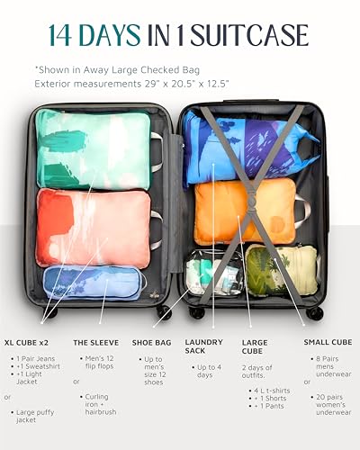 Large Compression Packing Cubes for Travel-Packing Cube Luggage Organizers 7 Piece Set for Checked Luggage-Ultralight, Expandable/Compression Bags by TRIPPED Travel Gear (Getaways) - color: Getaways