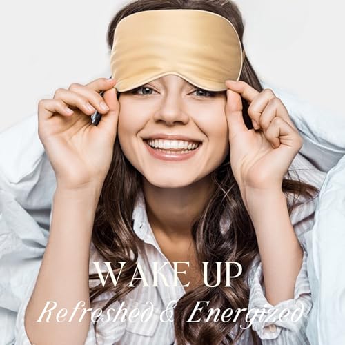 Silk Satin Sleeping Eye Mask, Gold Sleep Eye Mask Night Blindfold for Women and Men, Soft Breathable Blackout Eyeshade Eye Cover for Travel, Wedding Bridesmaid Gift - color: Gold