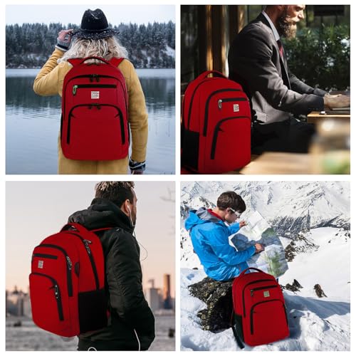 Volher Laptop Backpack,Business Travel Anti Theft Slim Durable Laptops Backpack,Water Resistant College Computer Bag for Women & Men Fits 15.6 Inch Laptop and Notebook-Red - color: Red, size: 15.6 Inch, style: Laptop