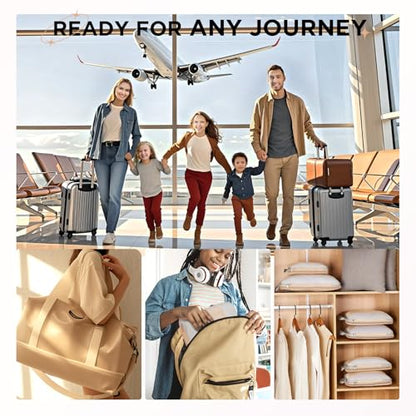 OlarHike 6 Set Compression Packing Cubes for Travel Essentials,Compressible Expandable Space Saver Bags for Organizing Clothes,Luggage Suitcase Garment Bags with Over 1000 pcs Mesh Holes(Beige) - color: Beige