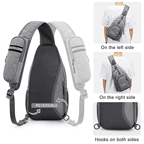 G4Free RFID Sling Bag Crossbody Backpack Small Chest Shoulder Bag Hiking Outdoor - color: Bright Grey (Ral 7035)