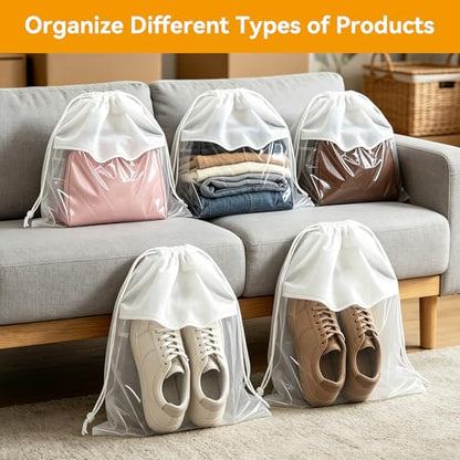 12 Pieces Dust Bags for Handbags White Non-Woven Drawstring Bags Breathable Cloth Purse Storage Dustproof Storage Bags with Drawstring for Handbags,Purses,Shoes,and Travel Organizing