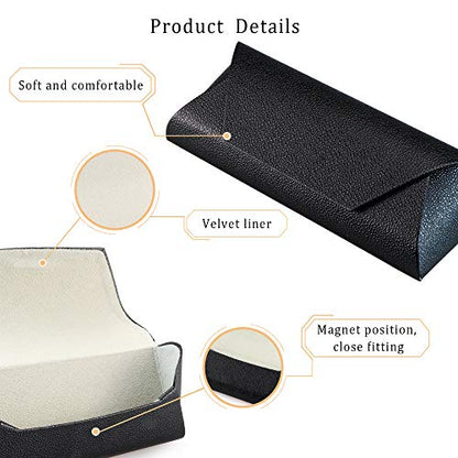 LifeArt Eyeglass Case Hard Shell, Portable Sunglass Case, Fashionable PU Leather Eyeglass Case, Lightweight - color: A_638_black