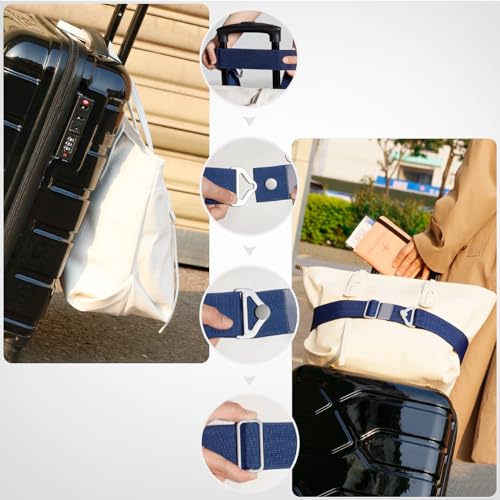 TOOVREN 2-in-1 Travel Belt for Luggage Straps Add a Bag Bungees Suitcase Luggage Strap Over Handle Suitcases Belt for Carry On Bag Adjustable Backpack Attachment Airport Travel Accessories Blue - color: Blue