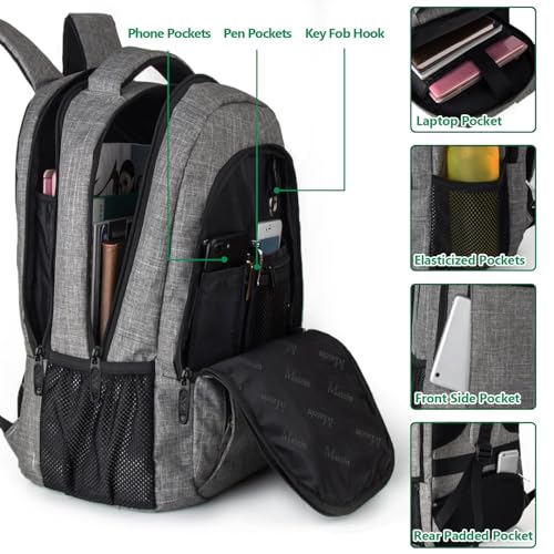 MATEIN Travel Laptop Backpack, Business Anti Theft Slim Sturdy Laptops Backpack Personal Item Bag, Water Resistant College School Computer Bag Gift for Men & Women Fits 15.6 Inch Notebook, Grey - color: Austere Grey, size: 15.6 Inch