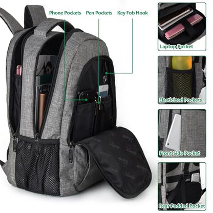 MATEIN Travel Laptop Backpack, Business Anti Theft Slim Sturdy Laptops Backpack Personal Item Bag, Water Resistant College School Computer Bag Gift for Men & Women Fits 15.6 Inch Notebook, Grey - color: Austere Grey, size: 15.6 Inch