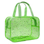 Large Clear Makeup Bag 12x5x8 Green Star Pattern - Waterproof PVC Travel Cosmetic Organizer with Handle, Durable Transparent Toiletry Case for Women Girls Travel Gym Beach Storage - color: Green, style: Star