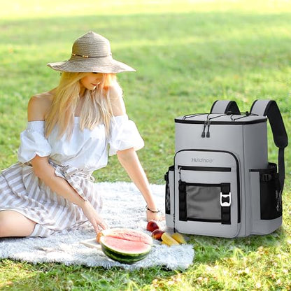 Hulongo Cooler Backpack, 30L Insulated Leakproof Soft Cooler Bag for 52 Cans, Lightweight Backpack for Beach, Picnic, Camping, Hiking, Fishing and Travel - color: Grey