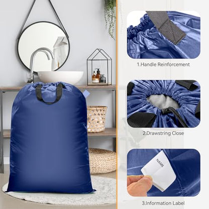 Isink Extra Large Heavy Duty Laundry Bag - 28" x 40", Travel Laundry Bag for Dirty Clothes, Camping & Travel (Navy) - color: Extra Large Laundry Bag With Handles (Navy)