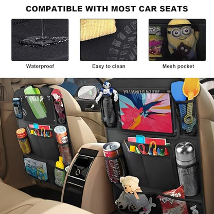 2PCS Car Backseat Organizer, Oxford Car Back Seat Protecter Kick Mat with Touch Screen Tablet Holder, Waterproof Automotive Seatback Storage Bag with Multi Functional Pockets (Regular Style) - color: Regular Style