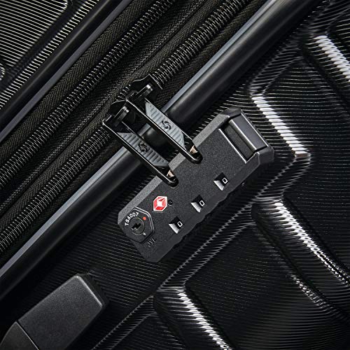 Samsonite Omni 2 24-Inch Medium Checked Hardside Luggage with 360° Spinner Wheels - Scratch Resistant Hardshell - TSA Lock - Expandable Polycarbonate Shell for Lightweight Travel - Midnight Black - color: Midnight Black, size: Checked-Medium Spinner
