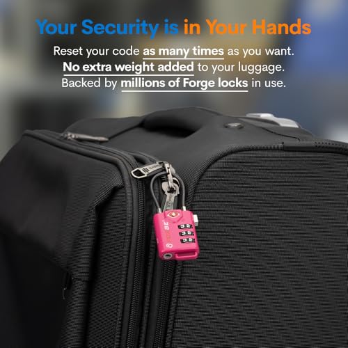 TSA Approved Cable Luggage Locks, Re-settable Combination with Alloy Body - color: 4 Colors Cable 4 Pack