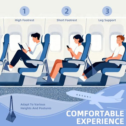 Airplane Foot Hammock, No Collapse Foot Rest for Plane Travel with Extended Adjustment Strap, Portable Desk Foot Hammock with,Cotton Denim, Foot Sling Travel Essentials to Relax Your Feet (Dark Blue) - color: Dark Blue
