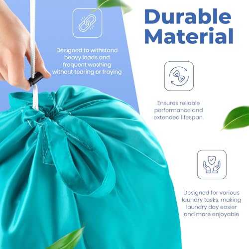 Extra Large Travel Laundry Bag - 2-Pack Fun Print Design Bags for Dirty Clothes - Durable Water-Resistant Fabric - Sturdy Drawstring Closure (Teal-Grey | Smell Me If You Dare) - color: Teal-grey | Smell Me