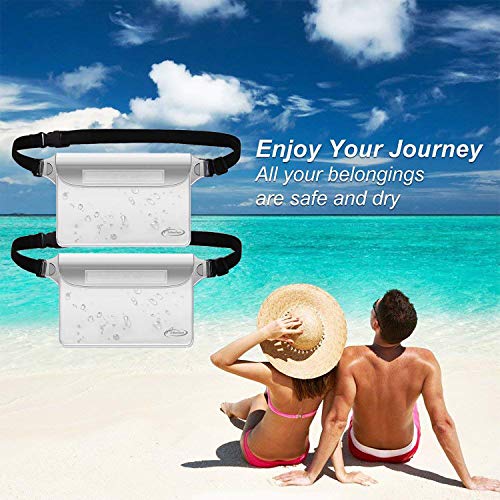 AiRunTech Waterproof Pouch with Waist Strap (2 Pack) | Beach Accessories Best Way to Keep Your Phone and Valuables Safe and Dry | Perfect for Boating Swimming Snorkeling Kayaking Beach Pool Water Park - color: Clear + Clear